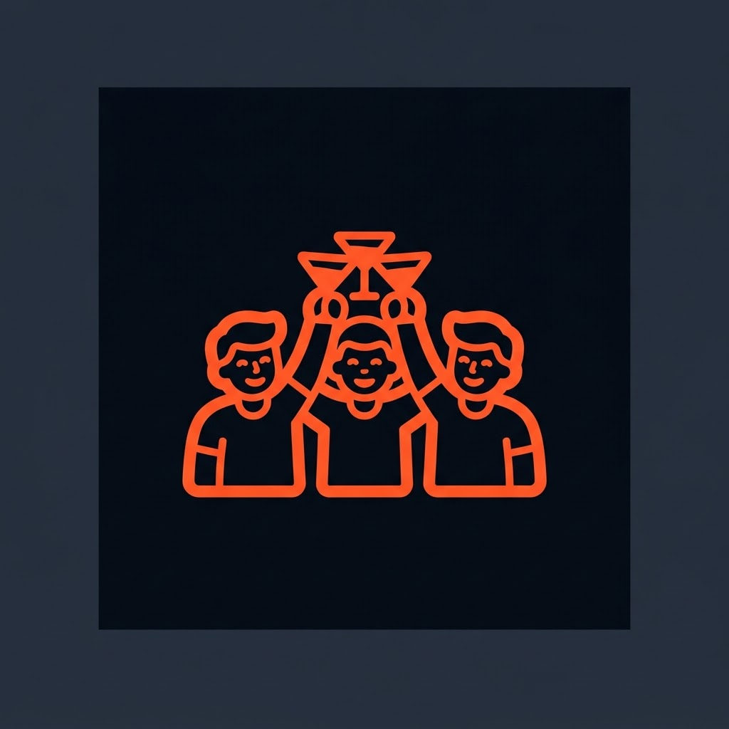 Icono de tres amigos brindando