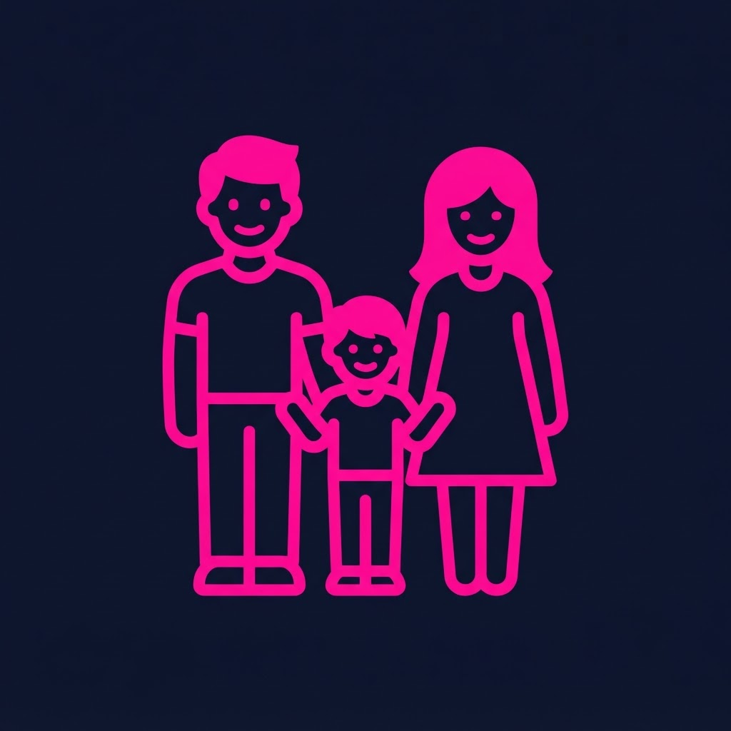 Icono de una familia de tres personas